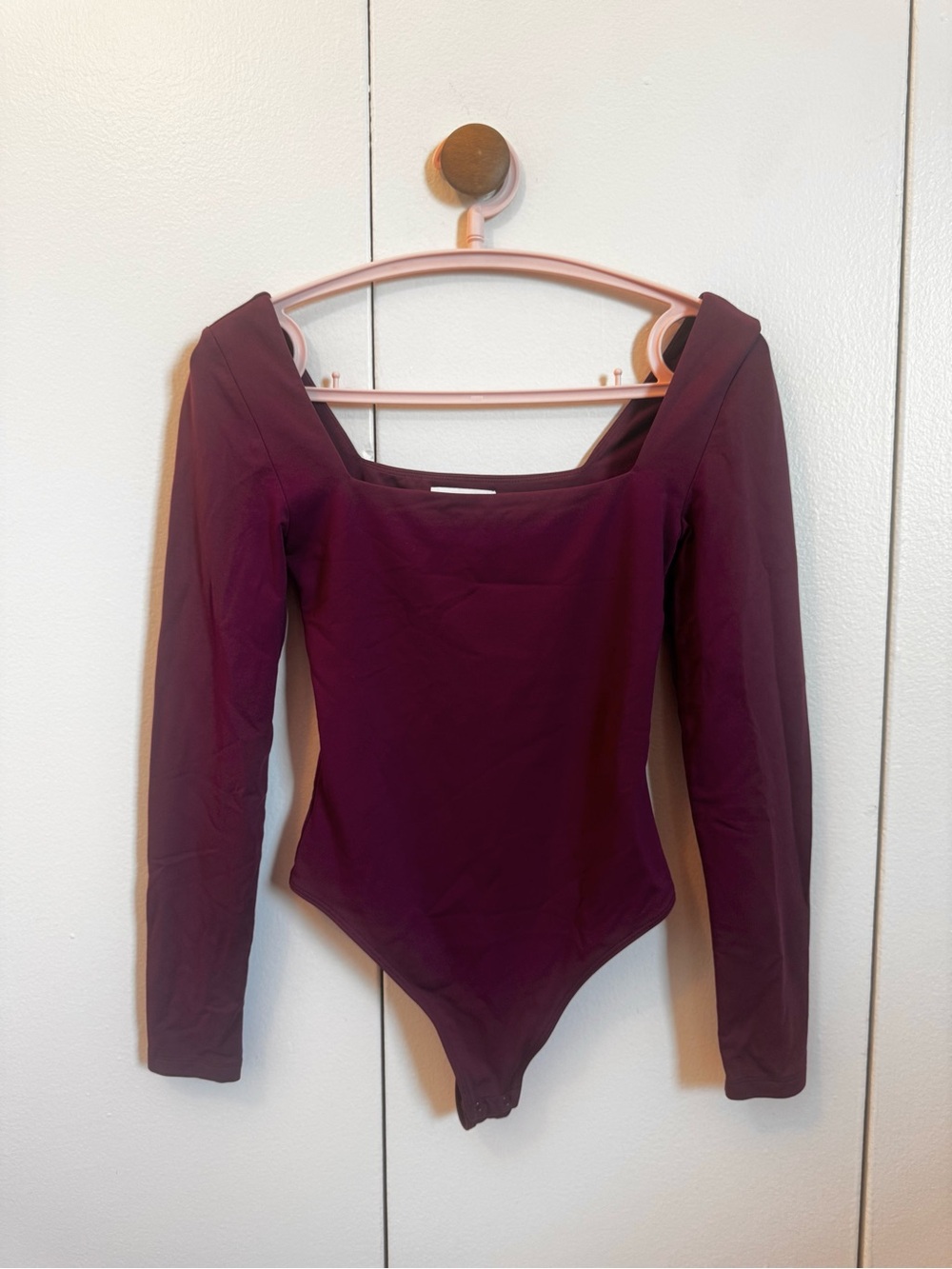 Aritzia Babaron Plum Square Neck Long Sleeve Bodysuit